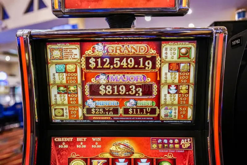Progressive jackpot accumulating prize ticker displaying millions