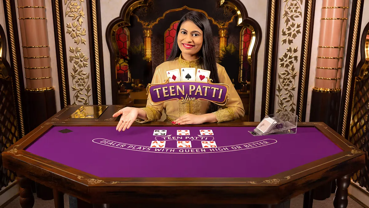 Live Teen Patti three card poker table